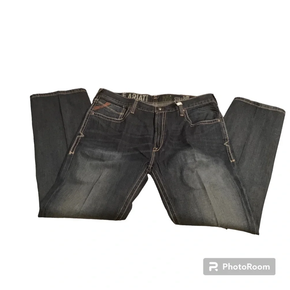 Ariat Arrowhead Deadrun Jeans Slim Straight Leg Five-Pockets Dark Wash M 40x32 - Picture 14 of 16